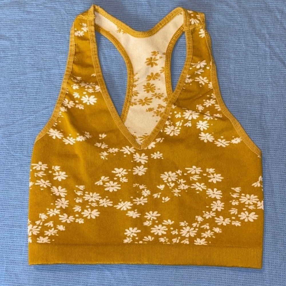 Free People Mustard Floral Racerback Bra